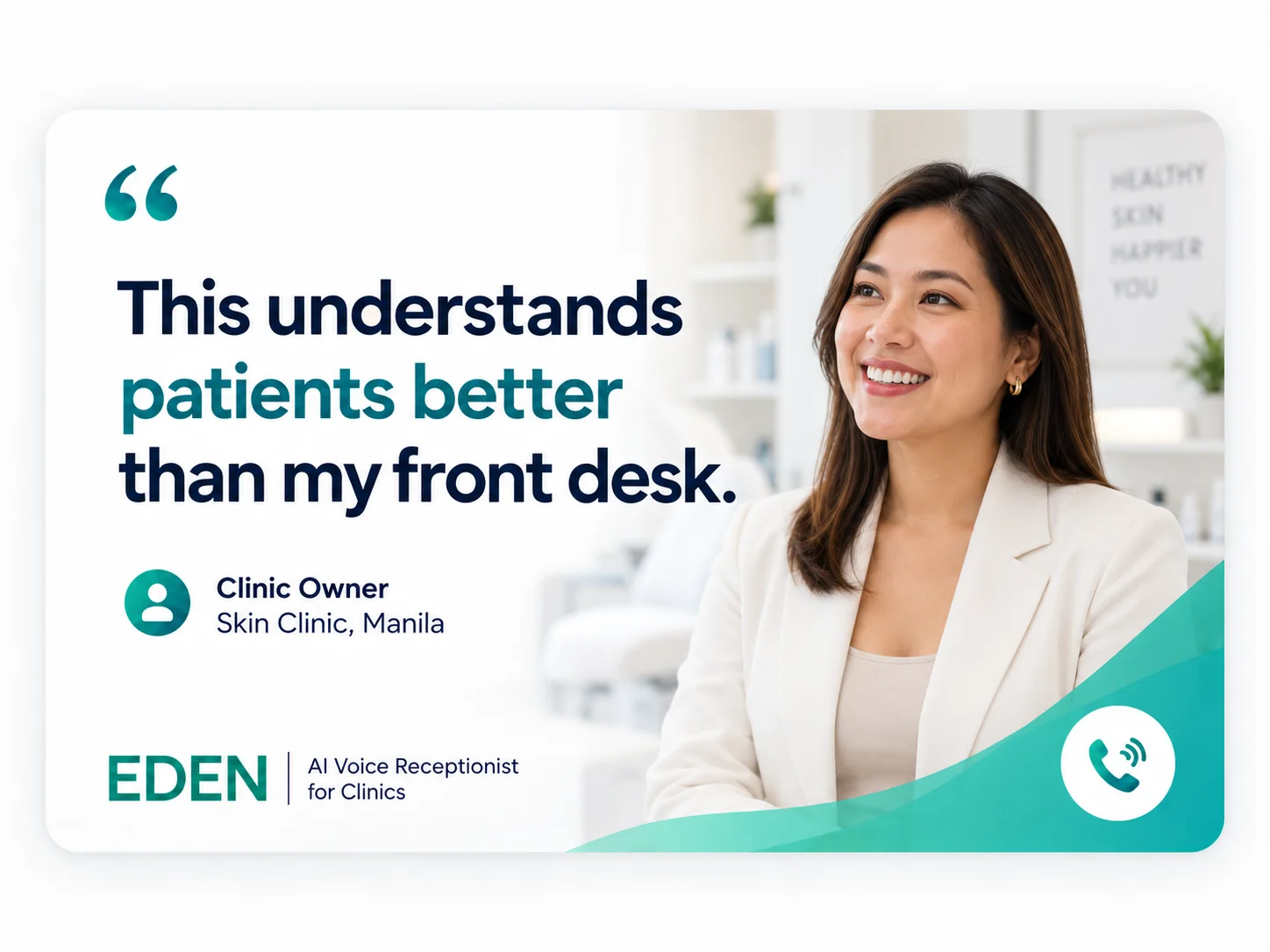 Clinic owner reaction after trying Eden's AI patient-response experience