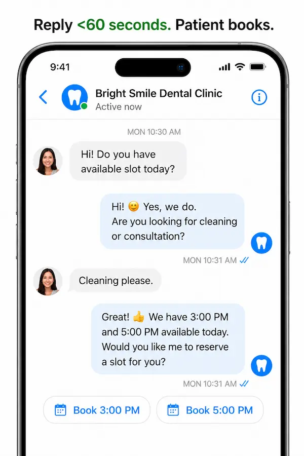 Clinic Messenger booking