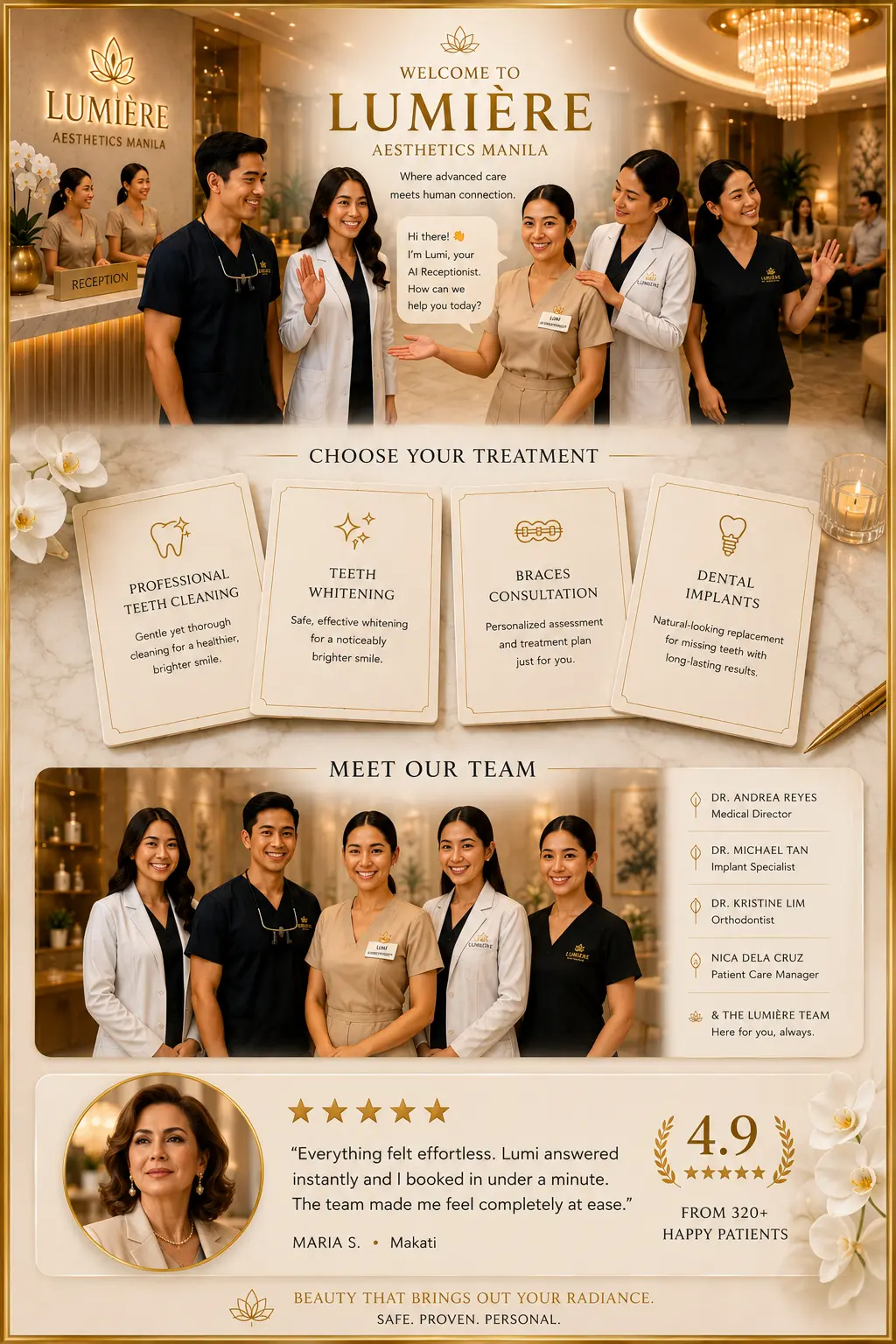 Welcome to Lumière Aesthetics Manila - AI reception