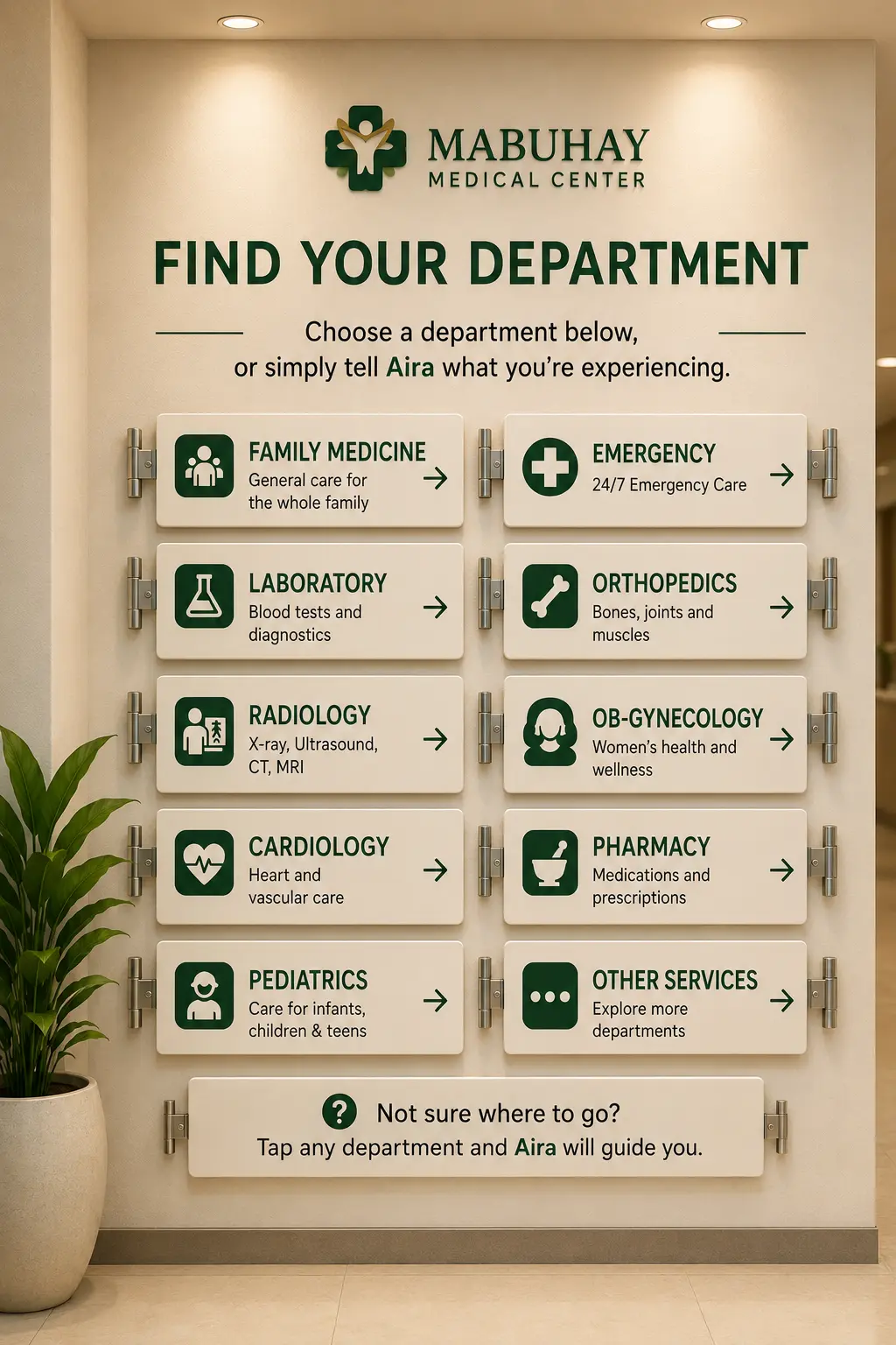 Mabuhay Medical Center departments